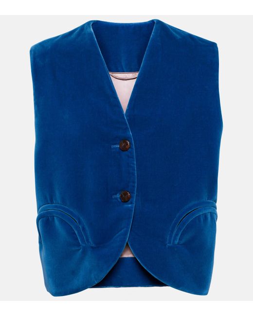 Blazé Milano Blue Gliss Cotton Velvet Vest