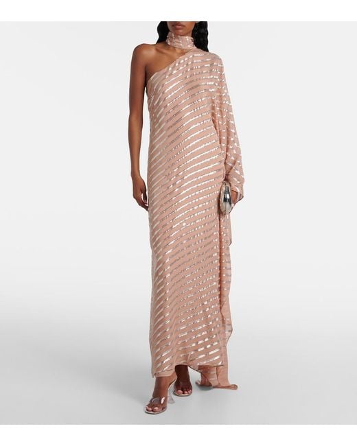 Taller Marmo Pink Petra One-Shoulder Fil Coupe Maxi Dress