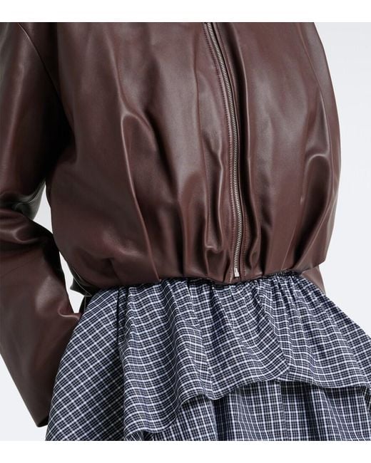 Loewe Brown Draped Leather Jacket