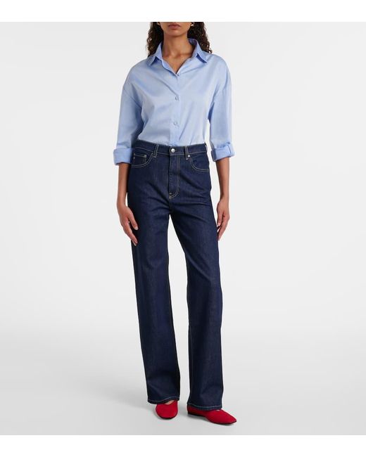 Jeans Kora A Vita Alta E Gamba Larga di AG Jeans in Blue