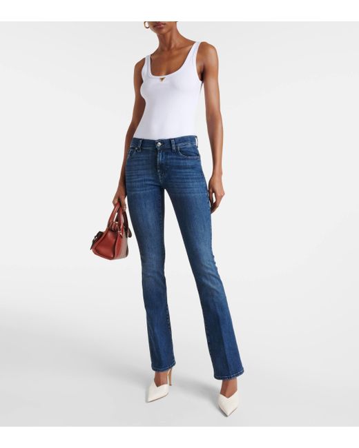7 For All Mankind Blue Mid-rise Bootcut Jeans