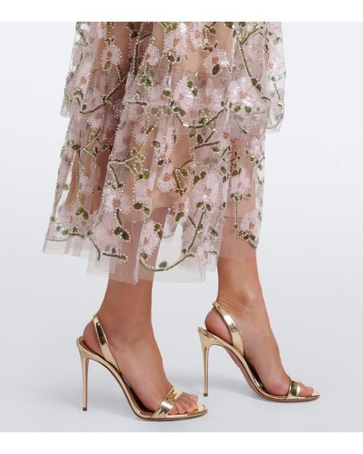 Self-Portrait Natural Belted Embellished Cocktail Dress
