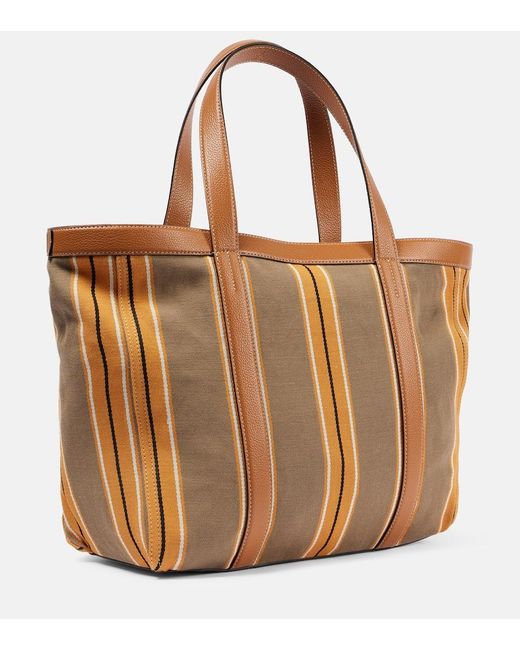 Totême  Brown Leather-trimmed Canvas Tote Bag