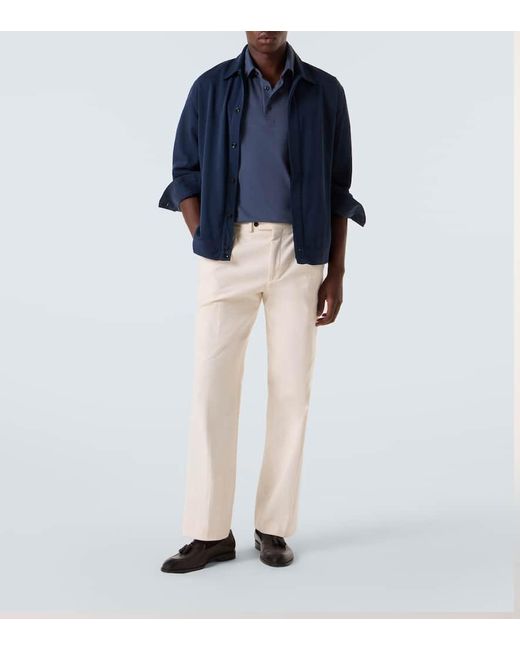 Brioni Blue Cotton Pique Polo Shirt for men