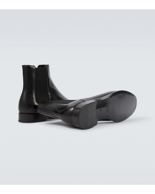 Saint Laurent Black Adrien Leather Chelsea Boots for men