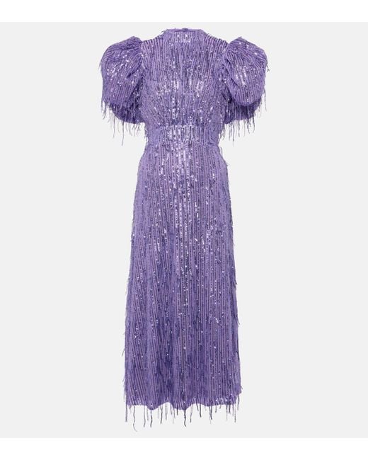 ROTATE BIRGER CHRISTENSEN Purple Noon Sequined Midi Dress