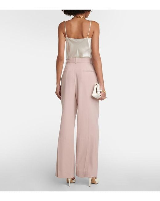 Victoria Beckham Pink High-Rise Wide-Leg Pants