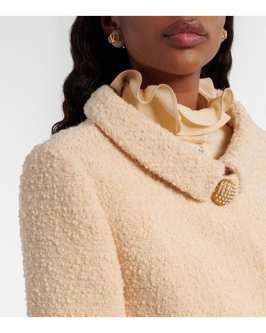 Valentino Natural Embellished Wool-Blend Tweed Jacket