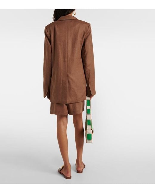Asceno Brown Azores Linen Blazer