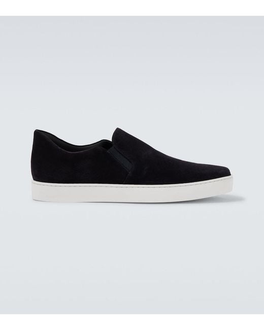 Manolo Blahnik Black Nadores Suede Slip-On Sneakers for men