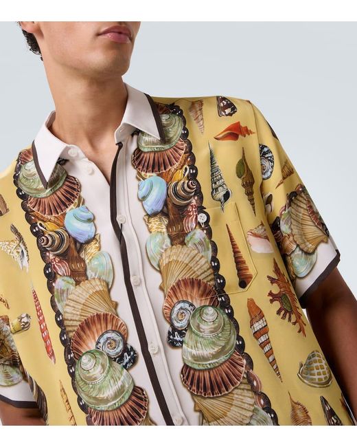 Dolce & Gabbana Bedrucktes Hemd Aus Seiden-Crepe in Metallic für Herren