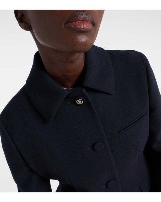 Gucci Blue Double G Wool Jacket
