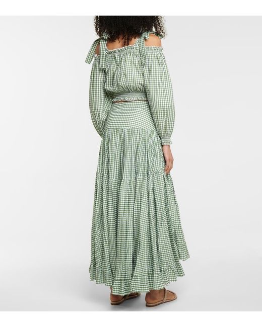 Alexandra Miro Green Gingham Cotton Crop Top
