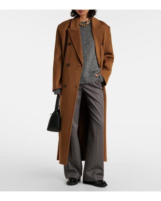 Frankie Shop Brown Gaia Double-Breasted Wool-Blend Coat