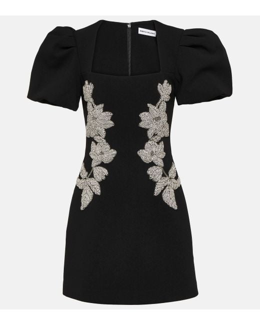 Rebecca Vallance Black Ginevra Crystal-embellished Crepe Mini Dress