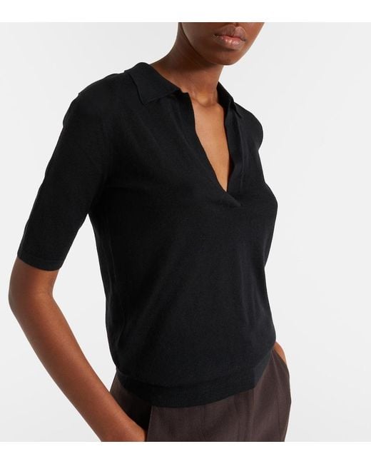Gabriela Hearst Black Frank Cashmere And Silk Polo Sweater