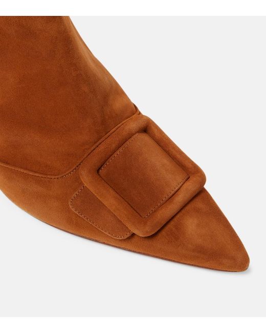 Manolo Blahnik Brown Baylow Embellished Suede Ankle Boots