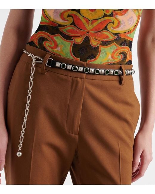 Etro White Embellished Leather Belt