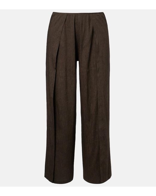 Proenza Schouler Brown Calla Linen-Blend Wide-Leg Pants