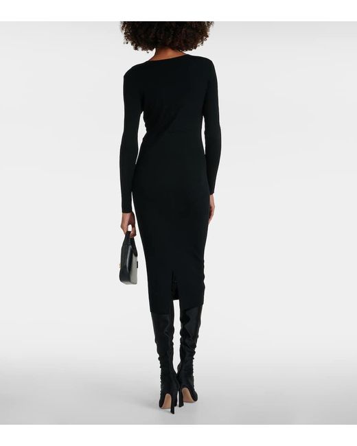 Jardin Des Orangers Black Virgin Wool Midi Dress