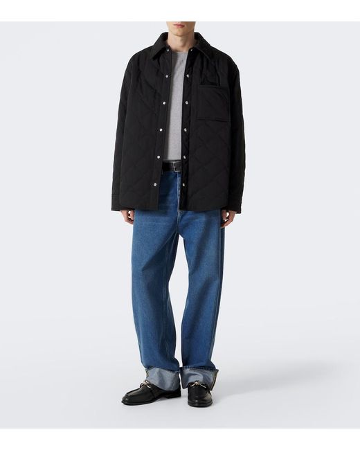 Bottega Veneta Black Intrecciato Quilted Cotton-Blend Overshirt for men