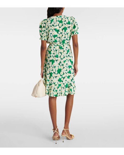 Vestido envolvente Emilia de crepe floral Diane von Furstenberg de color Green
