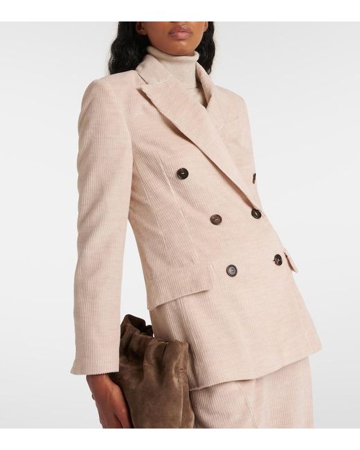 Brunello Cucinelli Natural Double-Breasted Blazer