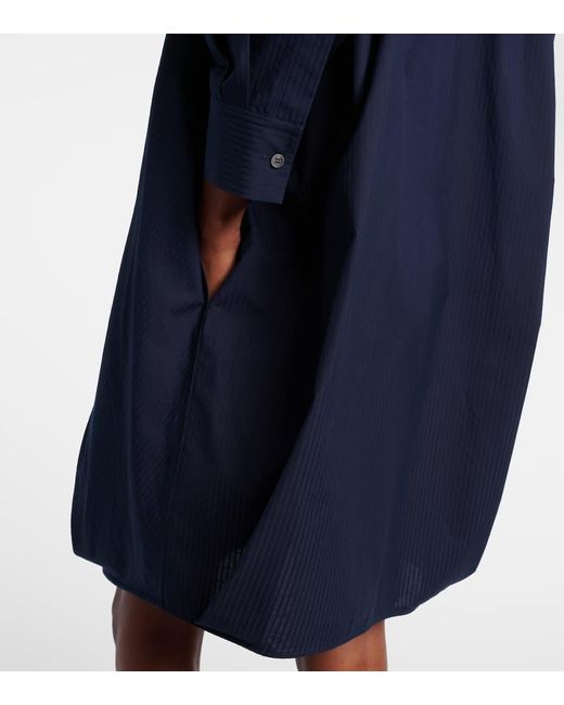 Loewe Blue Draped Cotton Poplin Minidress