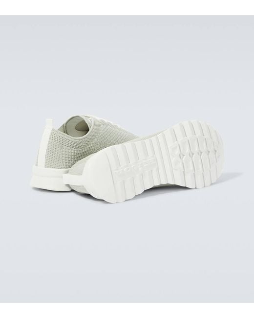 Sneakers in mesh con logo di Kiton in White da Uomo