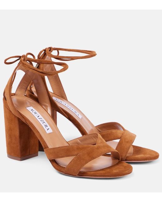 Aquazzura Brown Ari 85 Suede Sandals