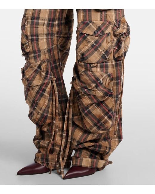 Pantalones Cargo De Franela De Algodon The Attico de color Natural