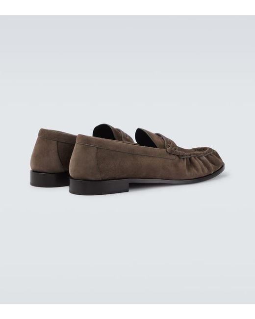 Saint Laurent Brown Le Loafer Suede Penny Loafers for men