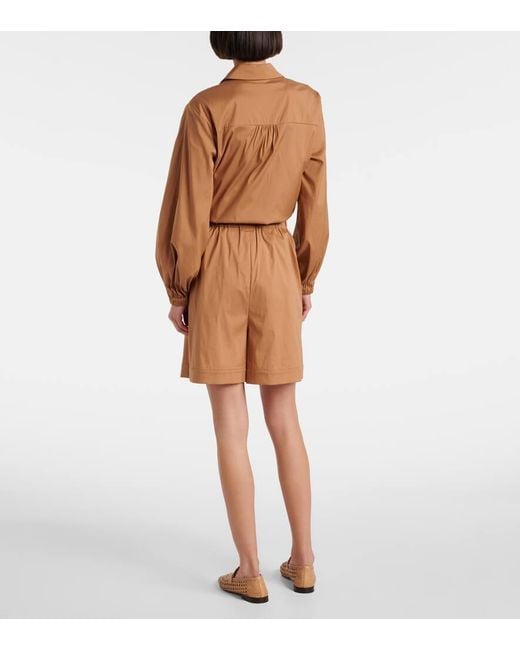 Max Mara Natural Sultano Cotton-Blend Poplin Bermuda Shorts