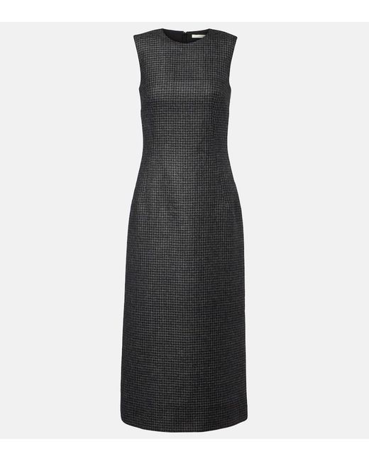 Emilia Wickstead Black Hartley Houndstooth Wool-Blend Midi Dress
