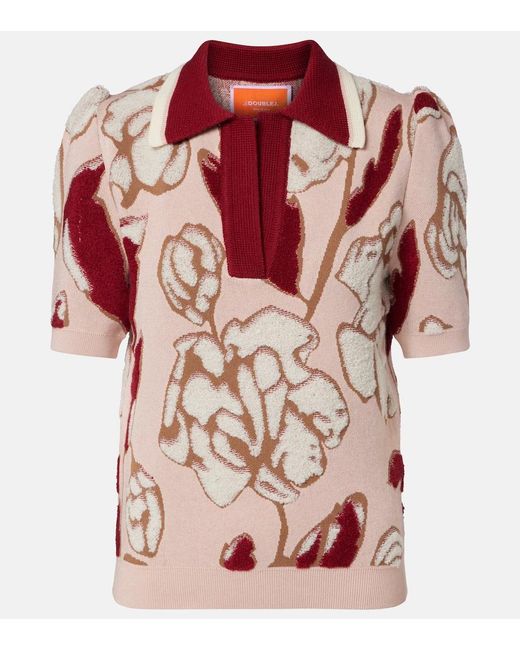 LaDoubleJ Pink Pumped Up Floral Polo Sweater