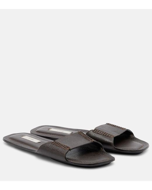 Totême Black Leather Slides