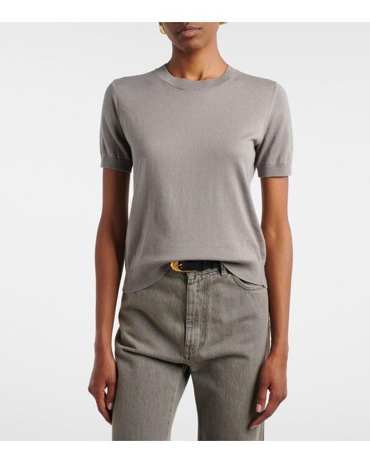 Max Mara Gray Cotton, Silk, And Cashmere Top