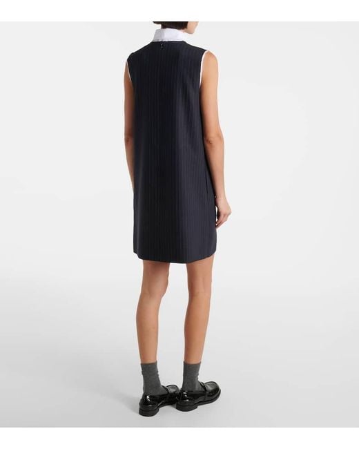 Miu Miu Blue Wool And Cotton Minidress