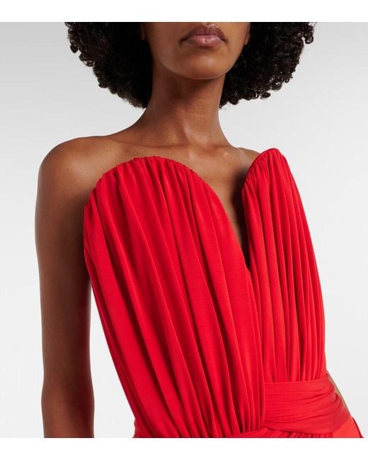 Stella McCartney Red Draped Crepe Jersey Bustier Dress