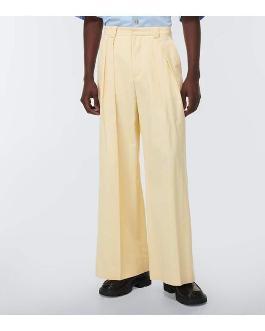 King & Tuckfield Yellow High-rise Wide-leg Cotton Pants for men
