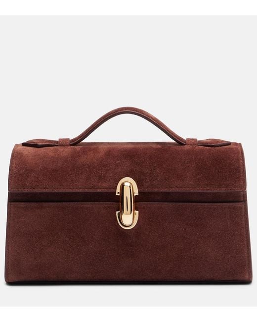 SAVETTE Red Tote Bag Symmetry Aus Veloursleder