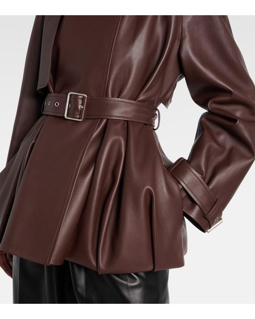 Chaqueta Balloon De Piel Con Cinturon Loewe de color Brown