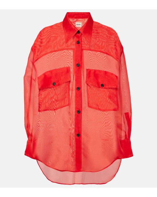 Khaite Red Mahmet Semi-sheer Silk Organza Shirt