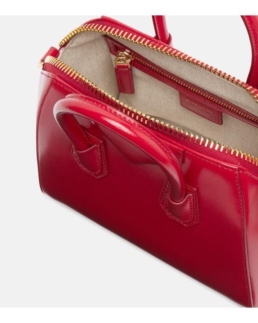 Givenchy Red Antigona Mini Leather Tote Bag