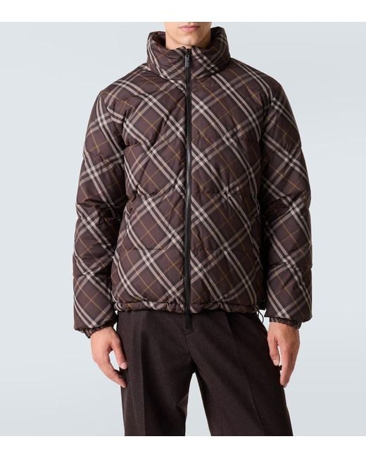 Burberry Wendbare Daunenjacke Check in Brown für Herren