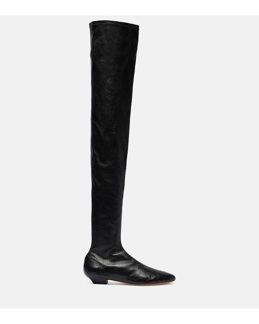 Khaite Black Apollo Leather Over-The-Knee Boots