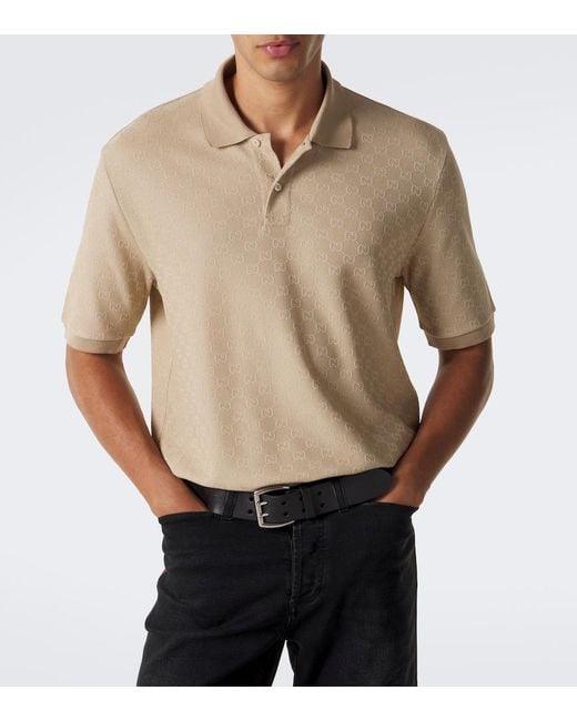 Gucci Natural Gg Jacquard Polo Shirt for men