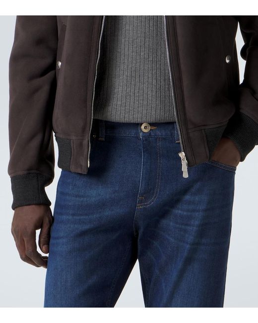 Eleventy Blue Mid-Rise Slim Jeans for men