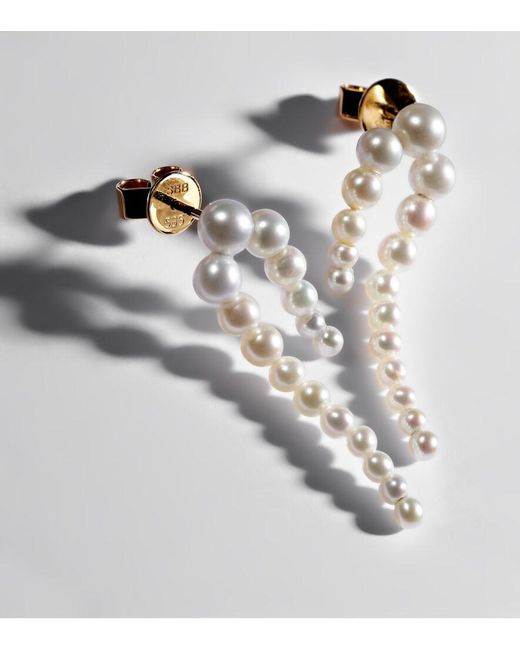 Sophie Bille Brahe White Petite Perle Nuit 14Kt And Pearl Earrings