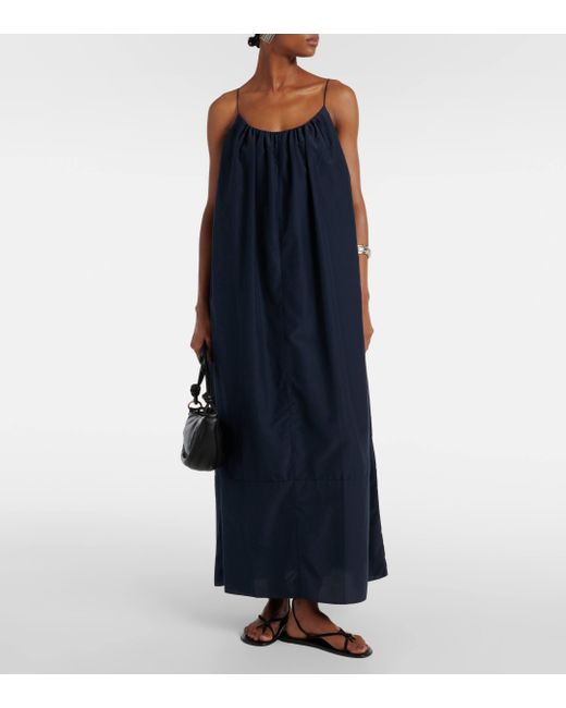 Faithfull The Brand Blue Seine Silk And Cotton Maxi Dress